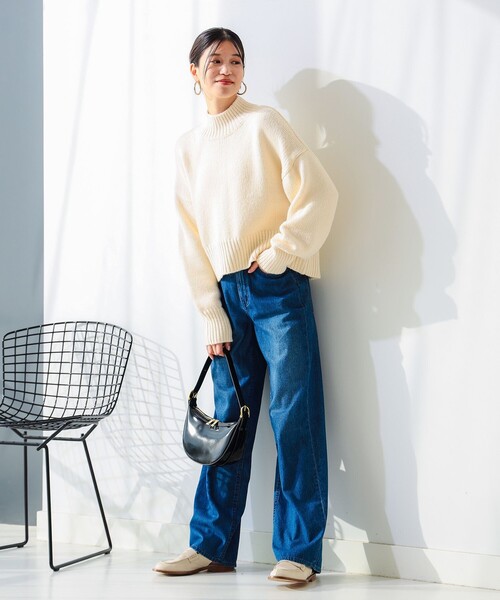 B:MING by BEAMS（ビーミングバイビームス）の「バックスリット ハイネック ニット（ニット/セーター・レディース・オフホワイト/ブルー系その他2/ネイビー/ライトグレー・ONE SIZE）」の7枚目の写真