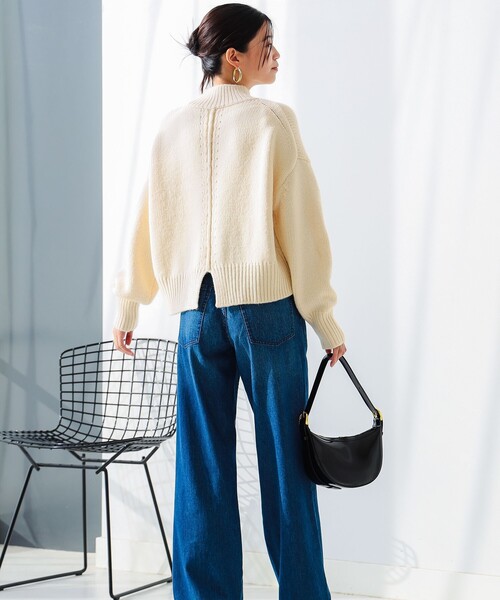 B:MING by BEAMS（ビーミングバイビームス）の「バックスリット ハイネック ニット（ニット/セーター・レディース・オフホワイト/ブルー系その他2/ネイビー/ライトグレー・ONE SIZE）」の9枚目の写真