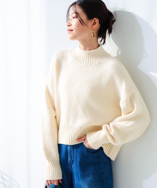 B:MING by BEAMS（ビーミングバイビームス）の「バックスリット ハイネック ニット（ニット/セーター・レディース・オフホワイト/ブルー系その他2/ネイビー/ライトグレー・ONE SIZE）」の10枚目の写真