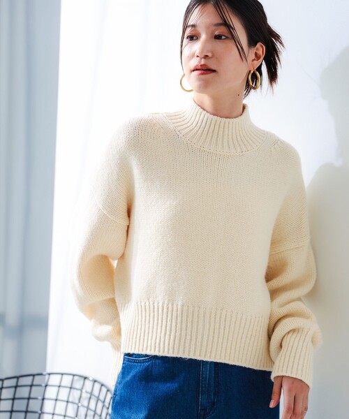 B:MING by BEAMS（ビーミングバイビームス）の「バックスリット ハイネック ニット（ニット/セーター・レディース・オフホワイト/ブルー系その他2/ネイビー/ライトグレー・ONE SIZE）」の11枚目の写真