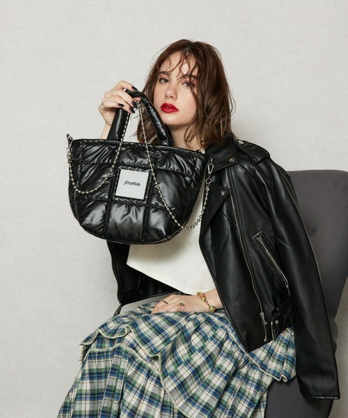 jouetie/ジュエティ】メタリックナイロンキルティング ミニトート