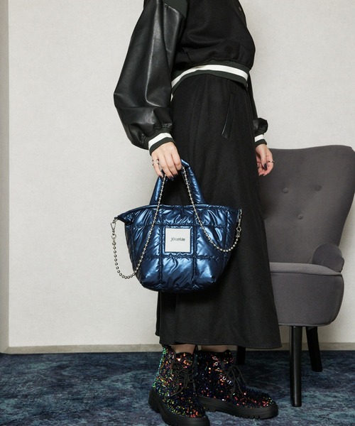 jouetie/ジュエティ】メタリックナイロンキルティング ミニトート