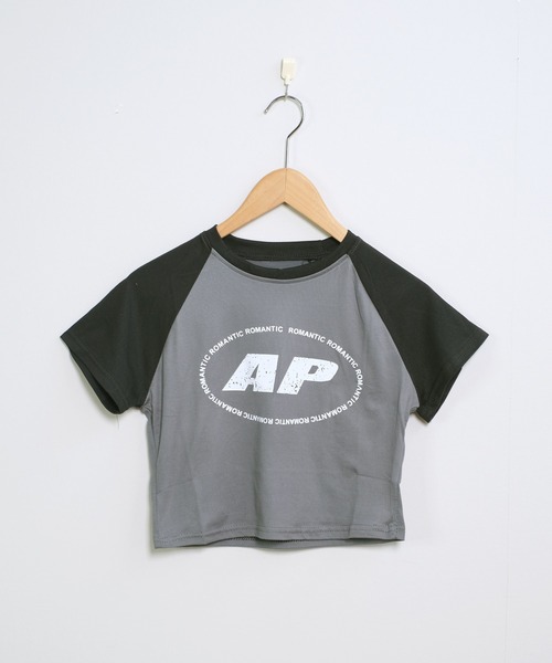 shopnikoniko（ショップニコニコ）の「Tシャツ 半袖 ロゴプリント ラグラン ショート丈 チビT（Tシャツ/カットソー・レディース・グレー/ベージュ・フリー）」の9枚目の写真