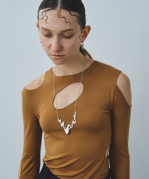 loni（ロニ）の「【金属アレルギー対応】Glass Wave Necklace/グラスウェーブネックレス（ネックレス・レディース・ゴールド/シルバー・FREE）」の10枚目の写真