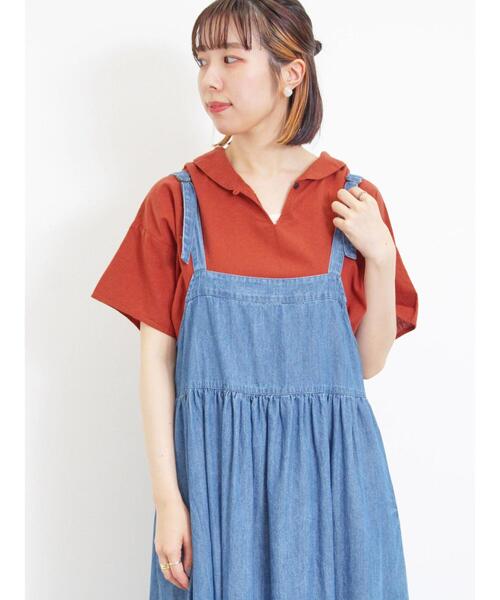 Samansa Mos2(サマンサ モスモス)の「【クールコットン】柄アソートスキッパーチュニック(シャツ/ブラウス・レディース・チャコールグレー/モカ/キナリ/グリーン/ブラウン・F)」の4枚目の写真