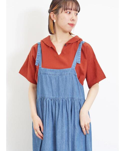 Samansa Mos2(サマンサ モスモス)の「【クールコットン】柄アソートスキッパーチュニック(シャツ/ブラウス・レディース・チャコールグレー/モカ/キナリ/グリーン/ブラウン・F)」の12枚目の写真