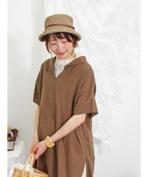 Samansa Mos2(サマンサ モスモス)の「【クールコットン】柄アソートスキッパーチュニック(シャツ/ブラウス・レディース・チャコールグレー/モカ/キナリ/グリーン/ブラウン・F)」の16枚目の写真