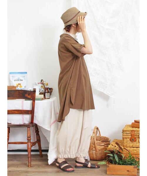 Samansa Mos2(サマンサ モスモス)の「【クールコットン】柄アソートスキッパーチュニック(シャツ/ブラウス・レディース・チャコールグレー/モカ/キナリ/グリーン/ブラウン・F)」の18枚目の写真