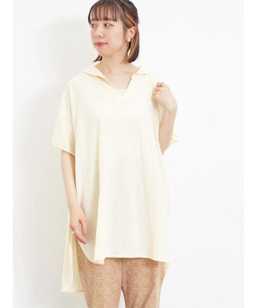 Samansa Mos2(サマンサ モスモス)の「【クールコットン】柄アソートスキッパーチュニック(シャツ/ブラウス・レディース・チャコールグレー/モカ/キナリ/グリーン/ブラウン・F)」の21枚目の写真