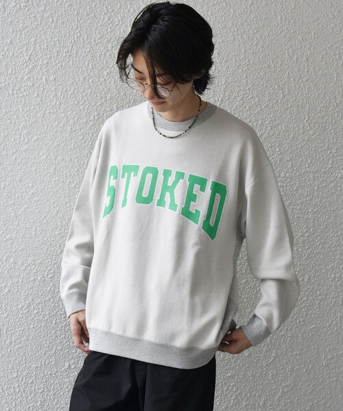 【セール】【WEB限定】SHIPS any: 〈手洗い可能〉スウェット ライク カレッジ ロゴ クルーネック ニット◇（スウェット）｜SHIPS any（シップス エニィ）