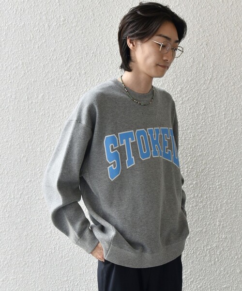 SHIPS any(シップス エニィ)の「【WEB限定】SHIPS any: 〈手洗い可能〉スウェット ライク カレッジ ロゴ クルーネック ニット◇(スウェット・メンズ・グレー/ベージュ/ブルー・MEDIUM/LARGE/X-LARGE)」の7枚目の写真