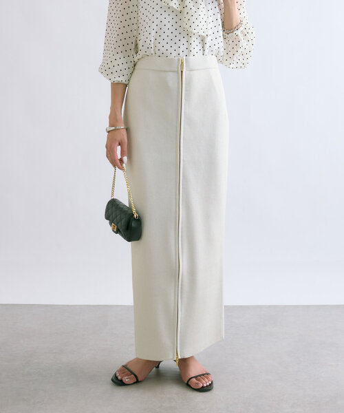 【年内削除予定】ラブティックボンボン♡前後2WAYジップラメニットナロースカート La boutique BonBon（ラブティックボンボン）の「【セットアップ