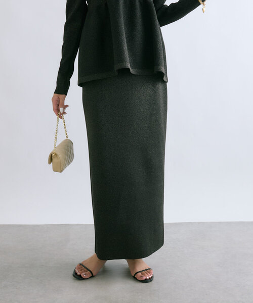 【年内削除予定】ラブティックボンボン♡前後2WAYジップラメニットナロースカート La boutique BonBon（ラブティックボンボン）の「【セットアップ