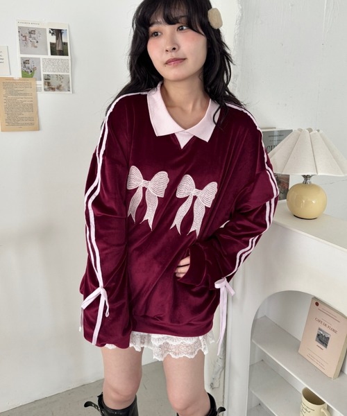 アルベロベロ　総柄シャツ　コットン100%　ぶたさん　ロゴ　リボンテープ　長袖 ALBEROBELLO アルベロベロ(Alberobello)オレボレブラぶたさん&フラワー