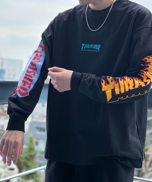 シュプリーム×スラッシャー ロゴプリント 長袖Tシャツ SUPREME (シュプリーム) 21AW × THRASHER Multi Logo L/S Tee