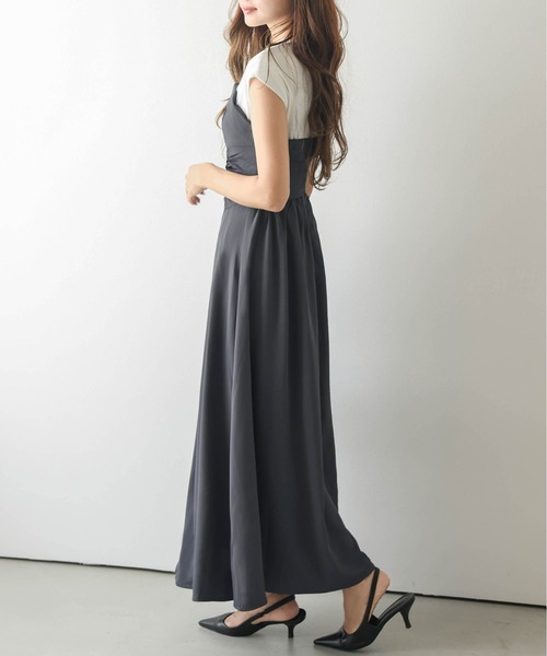 AMELY（エミリー）の「カットソードッキングワンピース（ワンピース・レディース・グレー/ブラック・L/M）」の4枚目の写真