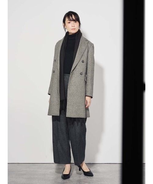 Perfect Suit FActory(パーフェクトスーツファクトリー)の「ヴィンテージツイード タックワイドパンツ グレー/ブラウン(スーツパンツ・レディース・ブラウン/チャコールグレー・S/L/M)」の6枚目の写真