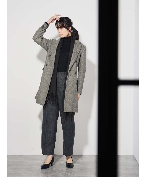 Perfect Suit FActory(パーフェクトスーツファクトリー)の「ヴィンテージツイード タックワイドパンツ グレー/ブラウン(スーツパンツ・レディース・ブラウン/チャコールグレー・S/L/M)」の7枚目の写真