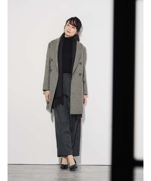 Perfect Suit FActory(パーフェクトスーツファクトリー)の「ヴィンテージツイード タックワイドパンツ グレー/ブラウン(スーツパンツ・レディース・ブラウン/チャコールグレー・S/L/M)」の8枚目の写真