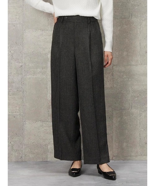Perfect Suit FActory(パーフェクトスーツファクトリー)の「ヴィンテージツイード タックワイドパンツ グレー/ブラウン(スーツパンツ・レディース・ブラウン/チャコールグレー・S/L/M)」の11枚目の写真