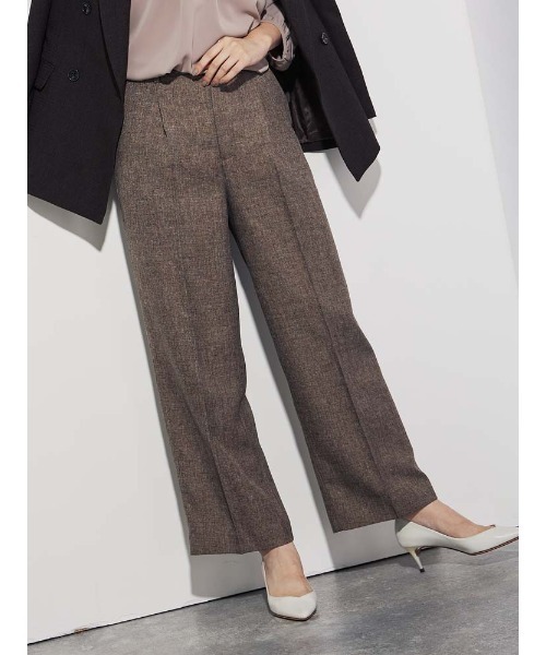 Perfect Suit FActory(パーフェクトスーツファクトリー)の「ヴィンテージツイード タックワイドパンツ グレー/ブラウン(スーツパンツ・レディース・ブラウン/チャコールグレー・S/L/M)」の12枚目の写真