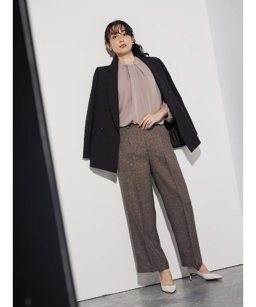 Perfect Suit FActory(パーフェクトスーツファクトリー)の「ヴィンテージツイード タックワイドパンツ グレー/ブラウン(スーツパンツ・レディース・ブラウン/チャコールグレー・S/L/M)」の13枚目の写真