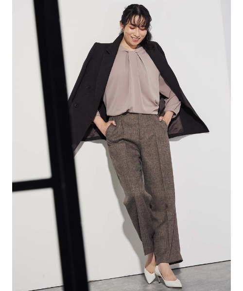 Perfect Suit FActory(パーフェクトスーツファクトリー)の「ヴィンテージツイード タックワイドパンツ グレー/ブラウン(スーツパンツ・レディース・ブラウン/チャコールグレー・S/L/M)」の14枚目の写真
