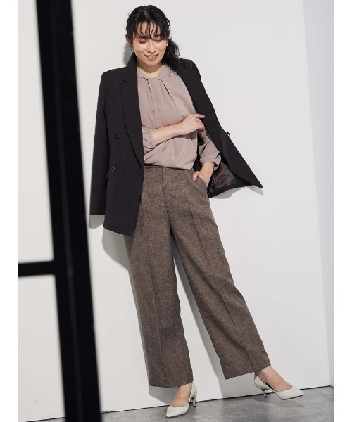 Perfect Suit FActory(パーフェクトスーツファクトリー)の「ヴィンテージツイード タックワイドパンツ グレー/ブラウン(スーツパンツ・レディース・ブラウン/チャコールグレー・S/L/M)」の15枚目の写真