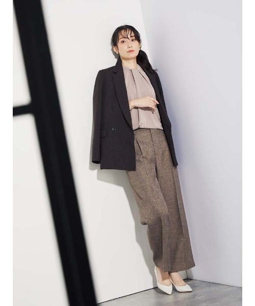 Perfect Suit FActory(パーフェクトスーツファクトリー)の「ヴィンテージツイード タックワイドパンツ グレー/ブラウン(スーツパンツ・レディース・ブラウン/チャコールグレー・S/L/M)」の16枚目の写真