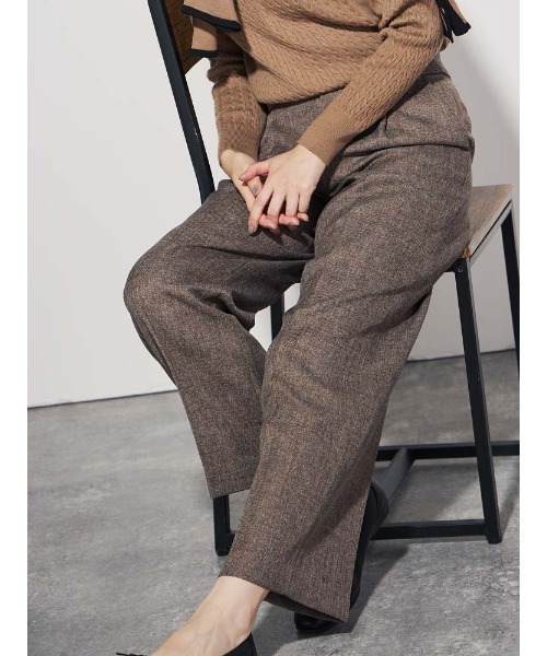Perfect Suit FActory(パーフェクトスーツファクトリー)の「ヴィンテージツイード タックワイドパンツ グレー/ブラウン(スーツパンツ・レディース・ブラウン/チャコールグレー・S/L/M)」の17枚目の写真