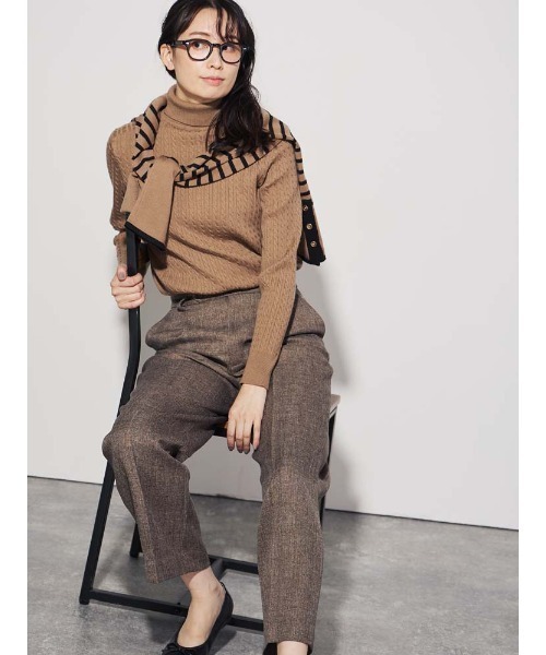 Perfect Suit FActory(パーフェクトスーツファクトリー)の「ヴィンテージツイード タックワイドパンツ グレー/ブラウン(スーツパンツ・レディース・ブラウン/チャコールグレー・S/L/M)」の19枚目の写真