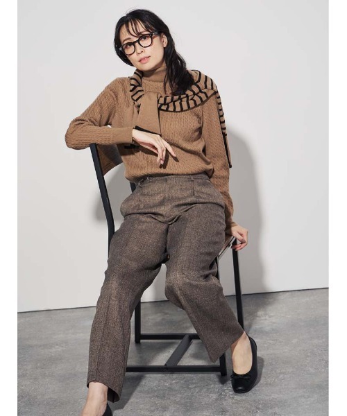 Perfect Suit FActory(パーフェクトスーツファクトリー)の「ヴィンテージツイード タックワイドパンツ グレー/ブラウン(スーツパンツ・レディース・ブラウン/チャコールグレー・S/L/M)」の20枚目の写真