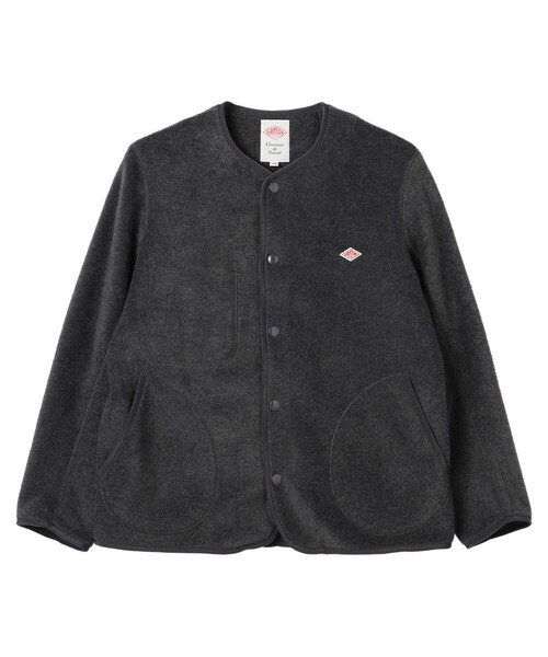 極美　DANTON ダントンフリース ノーカラーセミロングジャケット　ダークグレ DANTON（ダントン）の「WOMEN'S FLEECE COLLARLESS JACKET（ノー