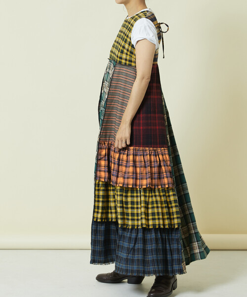 Freadaフリーダ バックオープン チェック アシメ ティアード ワンピース セール】Freada/フリーダ バックオープン チェック アシメ ティアード