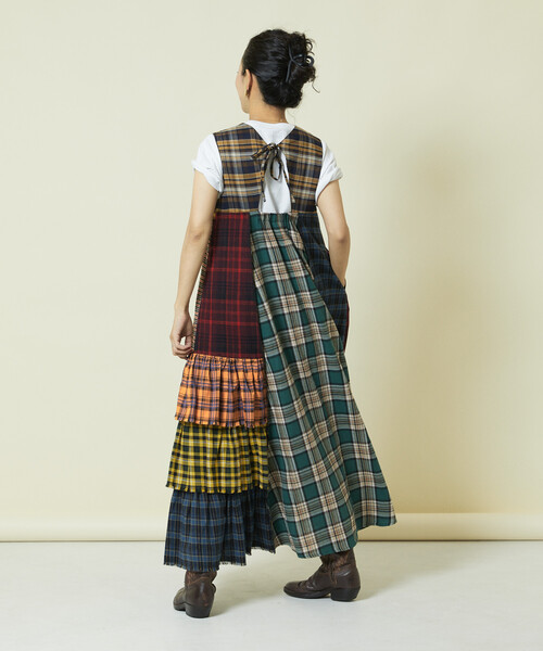 セール】Freada/フリーダ バックオープン チェック アシメ ティアード