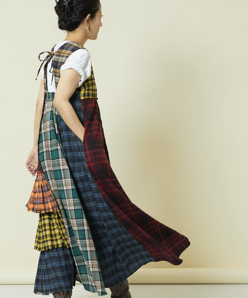 セール】Freada/フリーダ バックオープン チェック アシメ ティアード