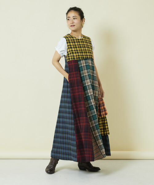 セール】Freada/フリーダ バックオープン チェック アシメ ティアード