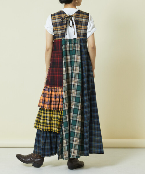 セール】Freada/フリーダ バックオープン チェック アシメ ティアード