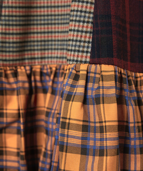 セール】Freada/フリーダ バックオープン チェック アシメ ティアード