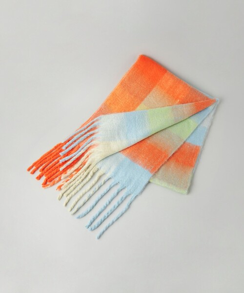 CITEN（シテン）の「＜CITEN＞カラフルチェックストール（ストール/ショール・レディース・オレンジ/ライトブルー・FREE）」の8枚目の写真