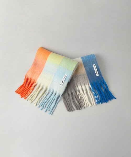 CITEN（シテン）の「＜CITEN＞カラフルチェックストール（ストール/ショール・レディース・オレンジ/ライトブルー・FREE）」の16枚目の写真