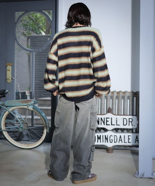 PBLIM（ページボーイリム）の「PBLIM/カラーボーダーニット（ニット/セーター・レディース・ブルー/レッド/グリーン・FREE）」の4枚目の写真