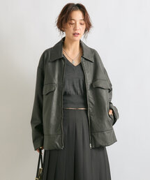 RIVE DROITE | 予約【コーデの外しに◎】ヴィンテージレザーライクジャケット(ブルゾン)