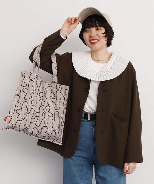 I am I in fact...（アイアムアイインファクト）の「Bear pattern check トートバッグ（トートバッグ・レディース・ブルー/ベージュ・FREE）」の17枚目の写真