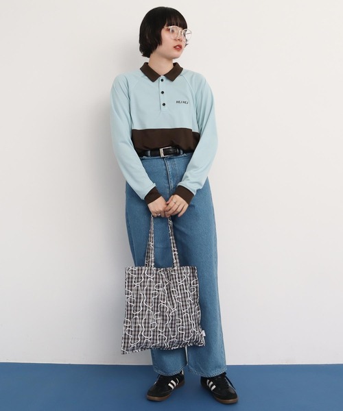 I am I in fact...（アイアムアイインファクト）の「Bear pattern check トートバッグ（トートバッグ・レディース・ブルー/ベージュ・FREE）」の13枚目の写真