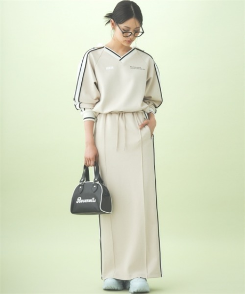 Side Line Jersey Tops/サイドラインジャージトップス サイドライン胸ロゴショート丈ハーフZIPジャージ｜INGNI(イング