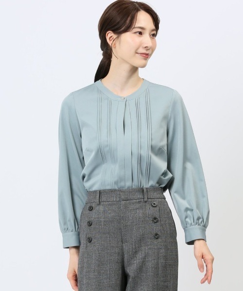 【セール】m.f.エディトリアル レディース ストレッチ ウォッシャブル UVケア ピンタック 長袖プルオーバーブラウス（シャツ/ブラウス）｜m.f.editorial（エムエフエディトリアル）