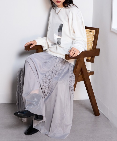 MAISON BREEZE(メゾンブリーズ)の「【MAISON BREEZE】裏毛オーガンジープルオーバースウェット DTK(スウェット・レディース・グレー/ブラック/ホワイト・FREE)」の15枚目の写真