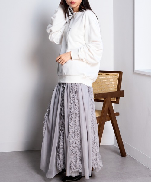 MAISON BREEZE(メゾンブリーズ)の「【MAISON BREEZE】裏毛オーガンジープルオーバースウェット DTK(スウェット・レディース・グレー/ブラック/ホワイト・FREE)」の18枚目の写真