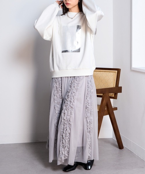 MAISON BREEZE(メゾンブリーズ)の「【MAISON BREEZE】裏毛オーガンジープルオーバースウェット DTK(スウェット・レディース・グレー/ブラック/ホワイト・FREE)」の16枚目の写真